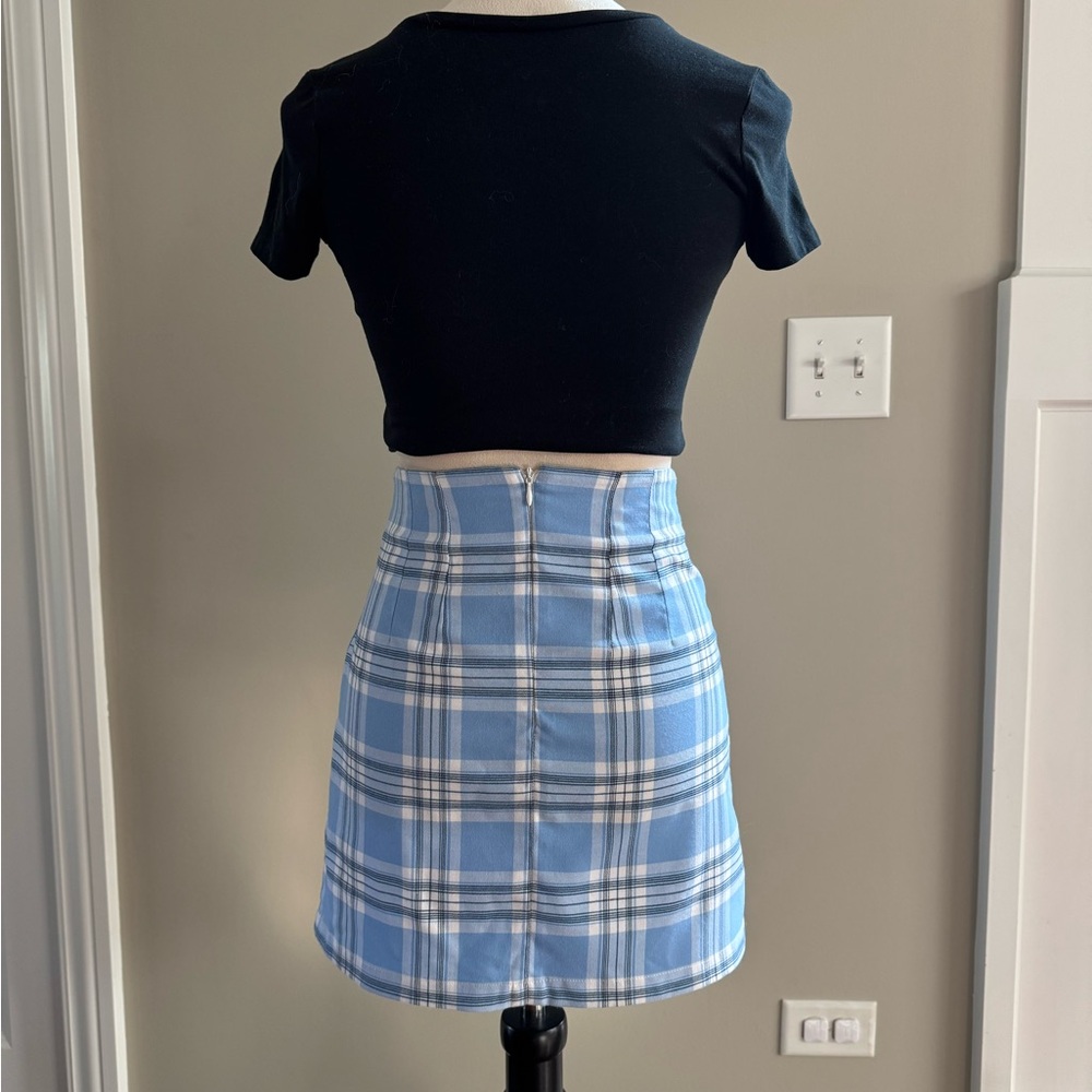 Brandy Melville Blue and White Plaid Mini Skirt - Picture 10 of 15